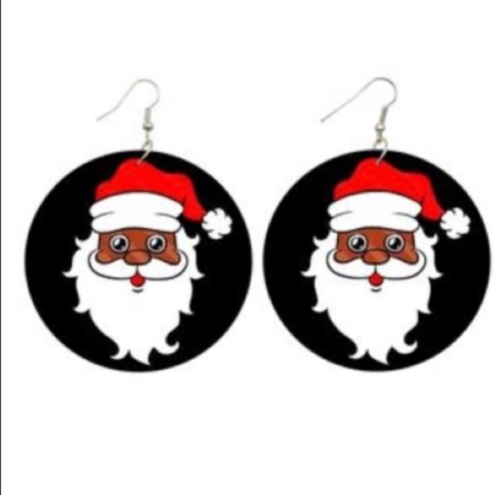 Lightweight Double sided Afro American Santa earrings 🎅🏿